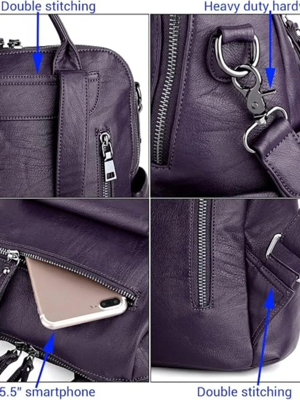 NWT UTO Convertible Backpack Purse Purple Vegan Leather Crossbody Bag